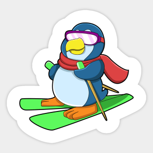 Penguin as Skier with Ski Scarf & Sunglasses Sticker